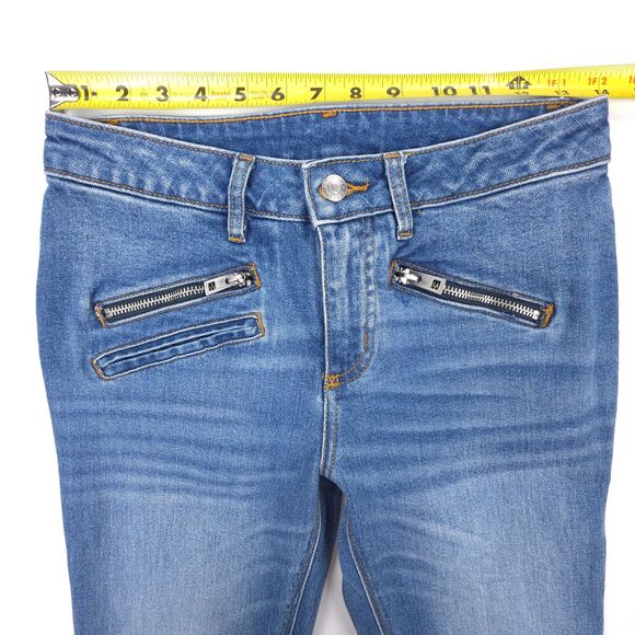 ZADIG & VOLTAIRE Ava Jeans Slim Raw Hem Denim Moto Boho 90s Y2k Grunge Edgy - Picture 2 of 8